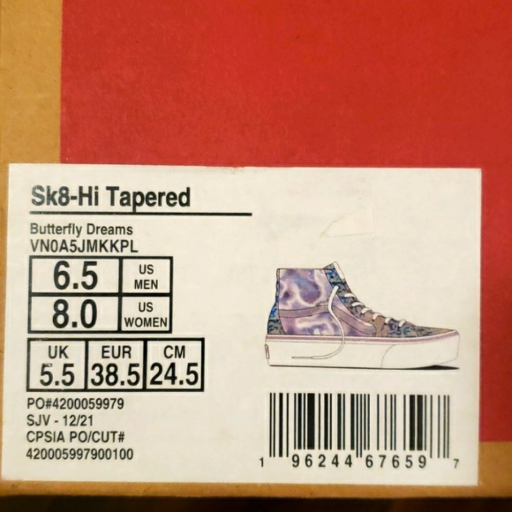 NWT! Vans Sk8-Hi Tapered High Top Shoes / Sneakers BUTTERFLY DREAMS HOLOGRAPHIC - Picture 10 of 12